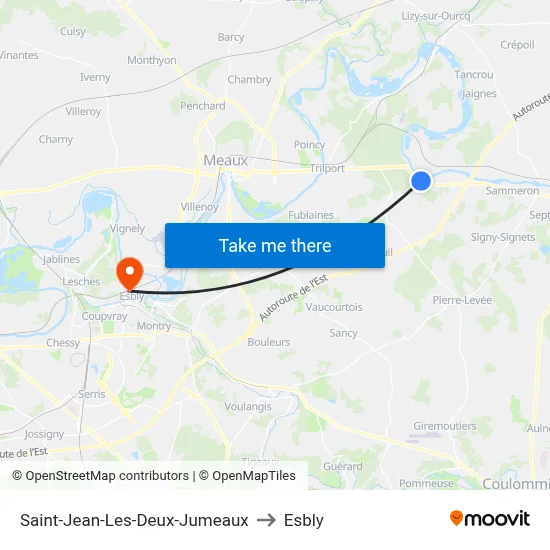 Saint-Jean-Les-Deux-Jumeaux to Esbly map