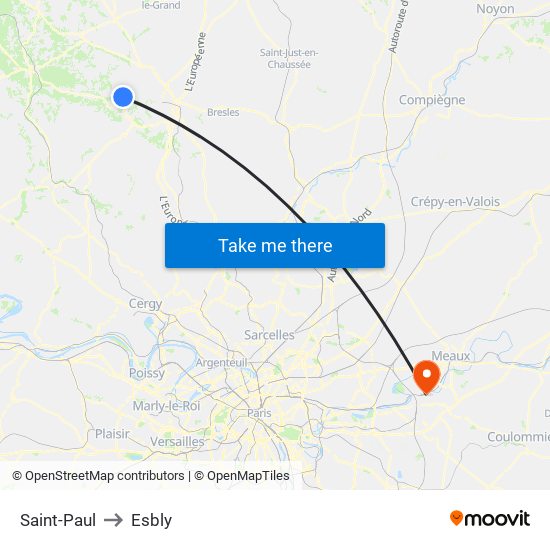 Saint-Paul to Esbly map