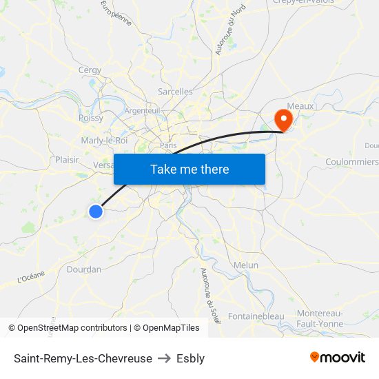Saint-Remy-Les-Chevreuse to Esbly map