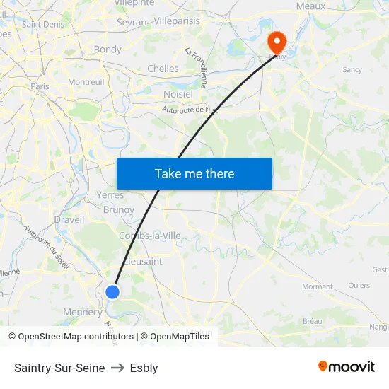 Saintry-Sur-Seine to Esbly map