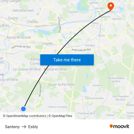 Santeny to Esbly map