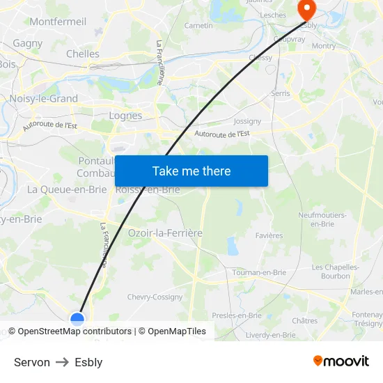 Servon to Esbly map