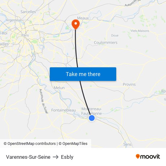 Varennes-Sur-Seine to Esbly map