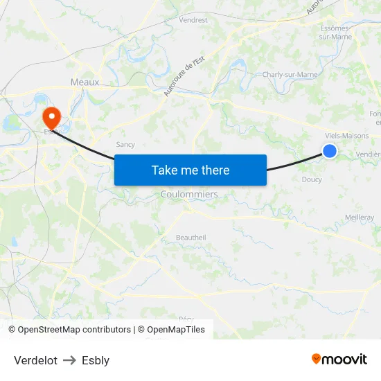 Verdelot to Esbly map