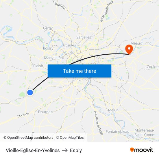 Vieille-Eglise-En-Yvelines to Esbly map