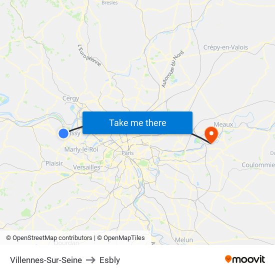 Villennes-Sur-Seine to Esbly map