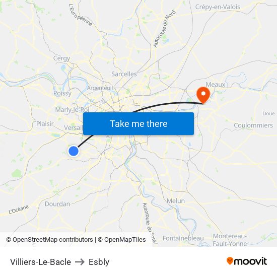 Villiers-Le-Bacle to Esbly map