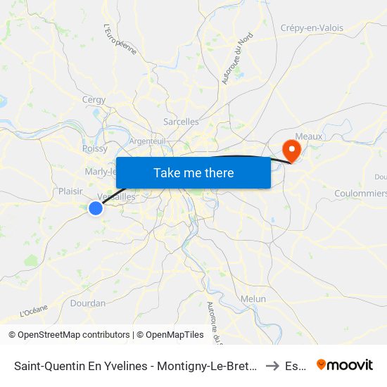 Saint-Quentin En Yvelines - Montigny-Le-Bretonneux to Esbly map