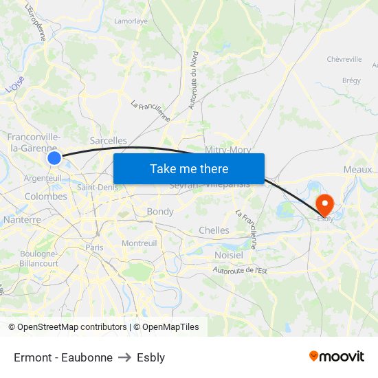 Ermont - Eaubonne to Esbly map