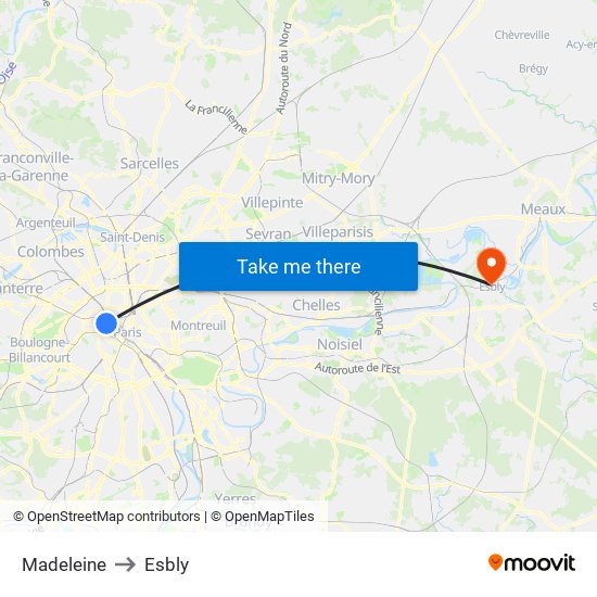 Madeleine to Esbly map