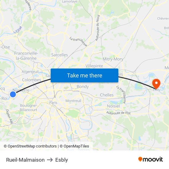 Rueil-Malmaison to Esbly map