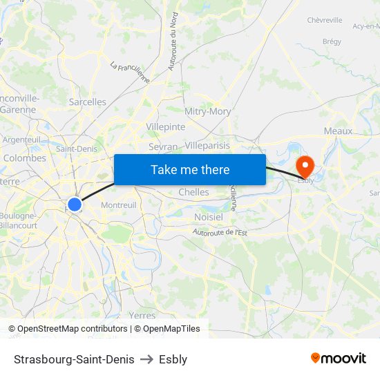 Strasbourg-Saint-Denis to Esbly map