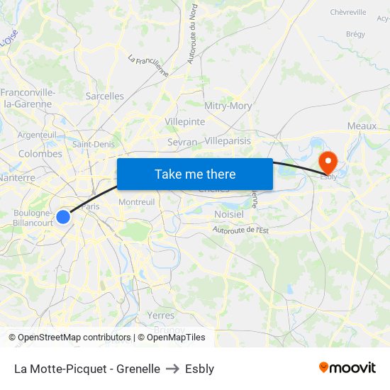 La Motte-Picquet - Grenelle to Esbly map