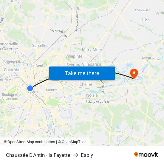 Chaussée D'Antin - la Fayette to Esbly map