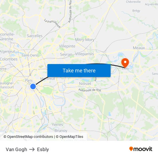 Van Gogh to Esbly map