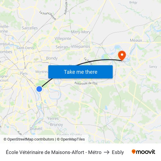 École Vétérinaire de Maisons-Alfort - Métro to Esbly map