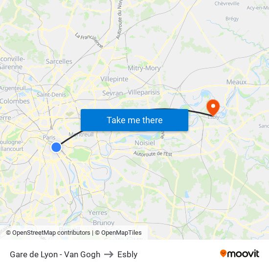 Gare de Lyon - Van Gogh to Esbly map