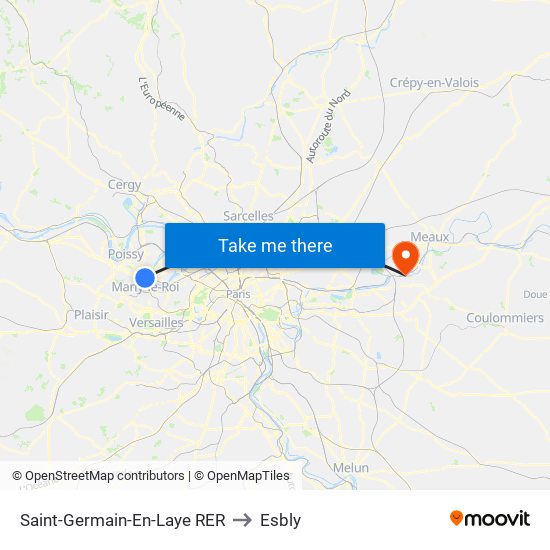 Saint-Germain-En-Laye RER to Esbly map