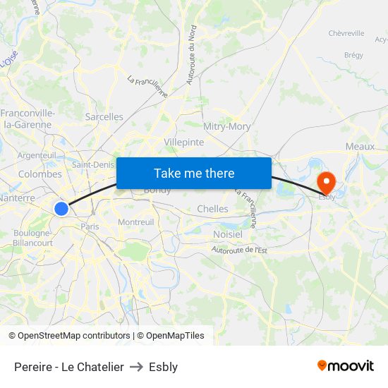 Pereire - Le Chatelier to Esbly map