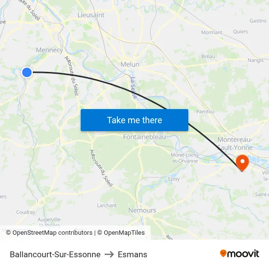 Ballancourt-Sur-Essonne to Esmans map