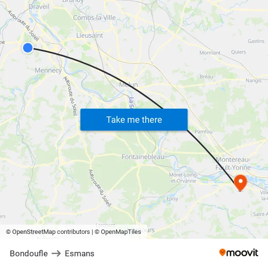 Bondoufle to Esmans map