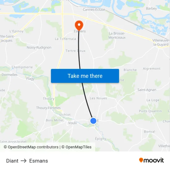 Diant to Esmans map