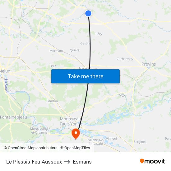 Le Plessis-Feu-Aussoux to Esmans map