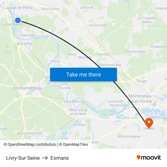 Livry-Sur-Seine to Esmans map