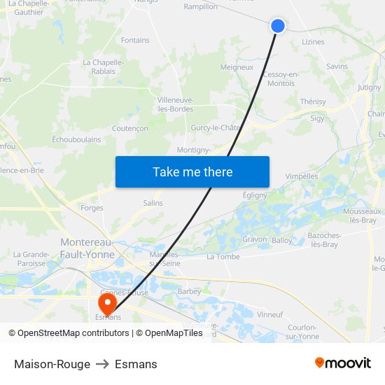 Maison-Rouge to Esmans map