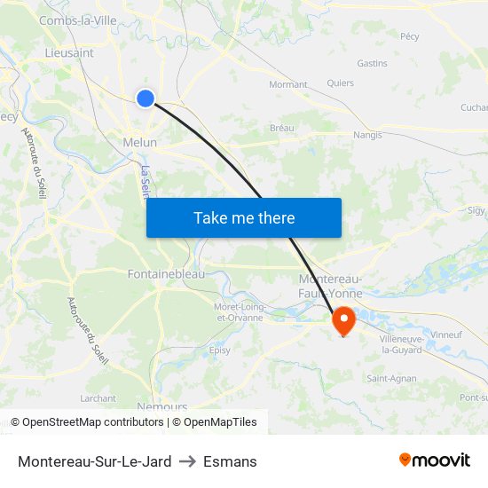 Montereau-Sur-Le-Jard to Esmans map