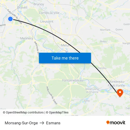 Morsang-Sur-Orge to Esmans map