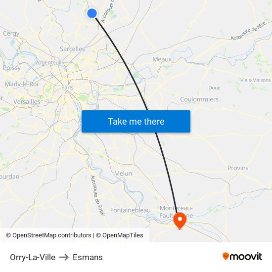 Orry-La-Ville to Esmans map