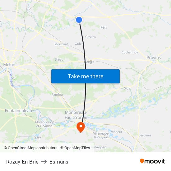 Rozay-En-Brie to Esmans map