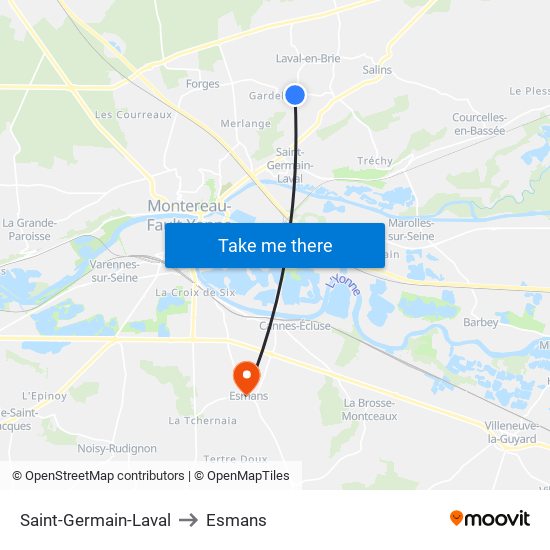 Saint-Germain-Laval to Esmans map