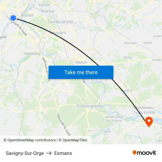 Savigny-Sur-Orge to Esmans map
