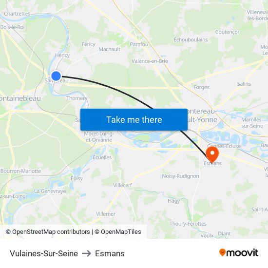 Vulaines-Sur-Seine to Esmans map