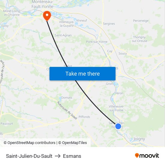 Saint-Julien-Du-Sault to Esmans map