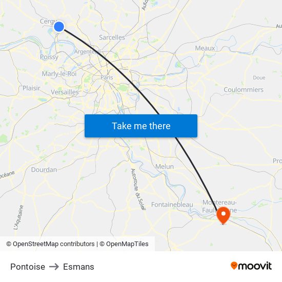 Pontoise to Esmans map