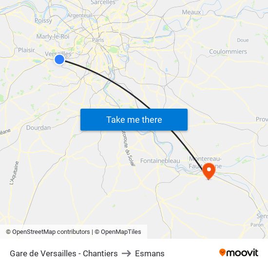 Gare de Versailles - Chantiers to Esmans map