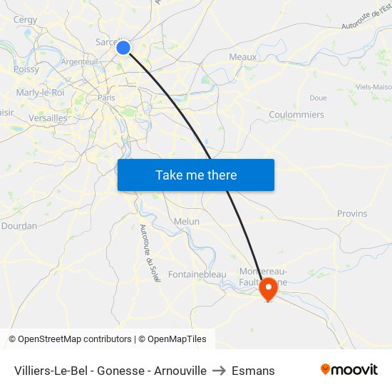 Villiers-Le-Bel - Gonesse - Arnouville to Esmans map