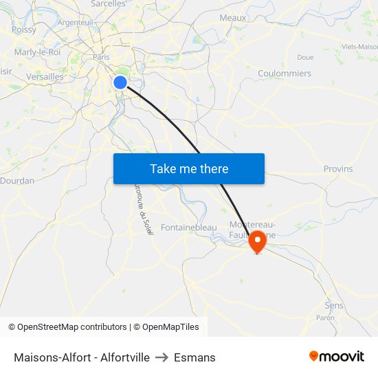 Maisons-Alfort - Alfortville to Esmans map