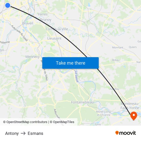 Antony to Esmans map