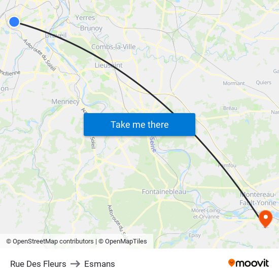 Rue Des Fleurs to Esmans map