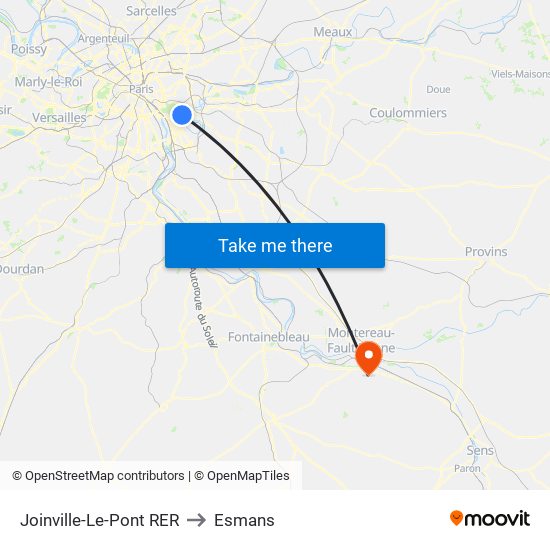 Joinville-Le-Pont RER to Esmans map