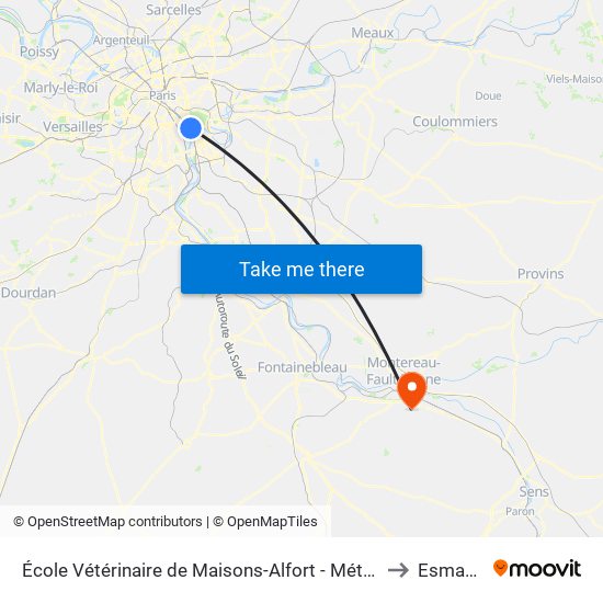 École Vétérinaire de Maisons-Alfort - Métro to Esmans map