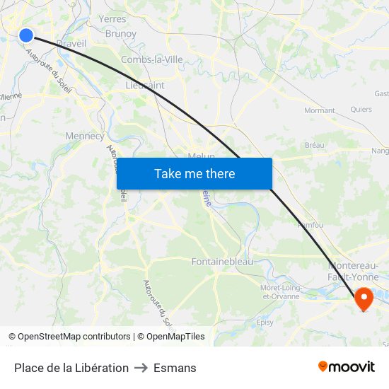 Place de la Libération to Esmans map