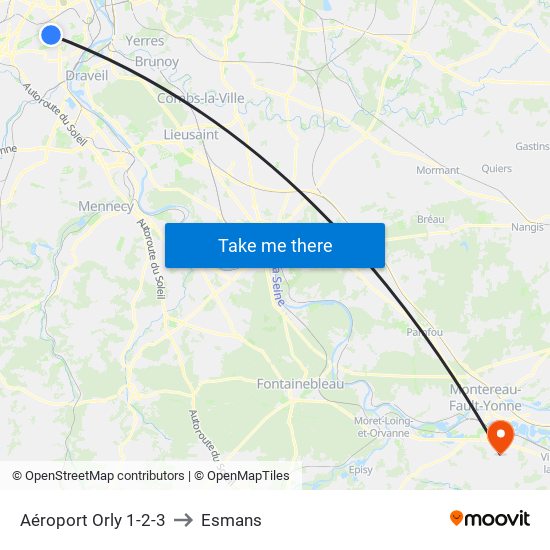 Aéroport Orly 1-2-3 to Esmans map