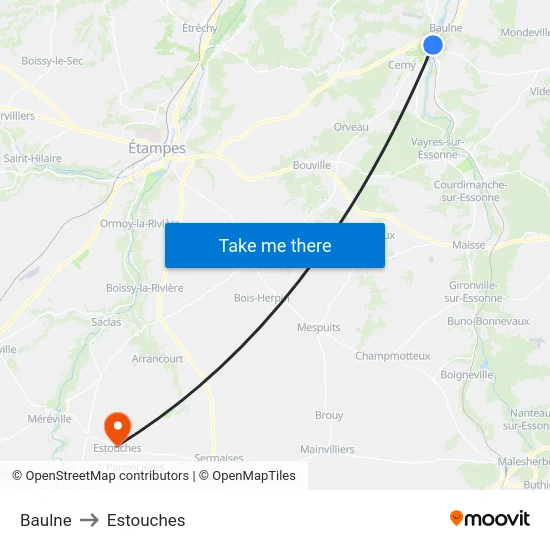 Baulne to Estouches map