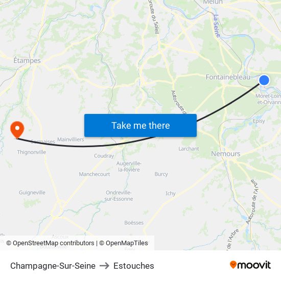 Champagne-Sur-Seine to Estouches map