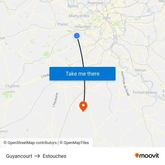 Guyancourt to Estouches map